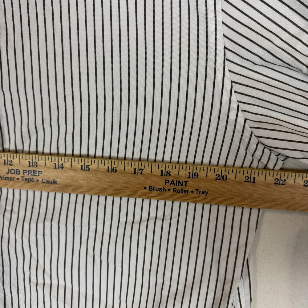 Banana Republic Dress Shirt Mens Medium 15-15.5 White Stripe Regular Fit Cotton